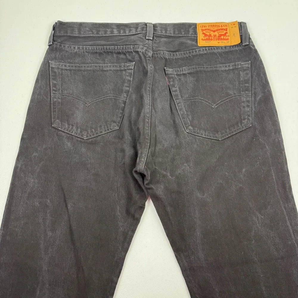 Vtg Levis 501 Original Fit Mens Black Straight Leg Button‎ Fly Jeans W36 L36
